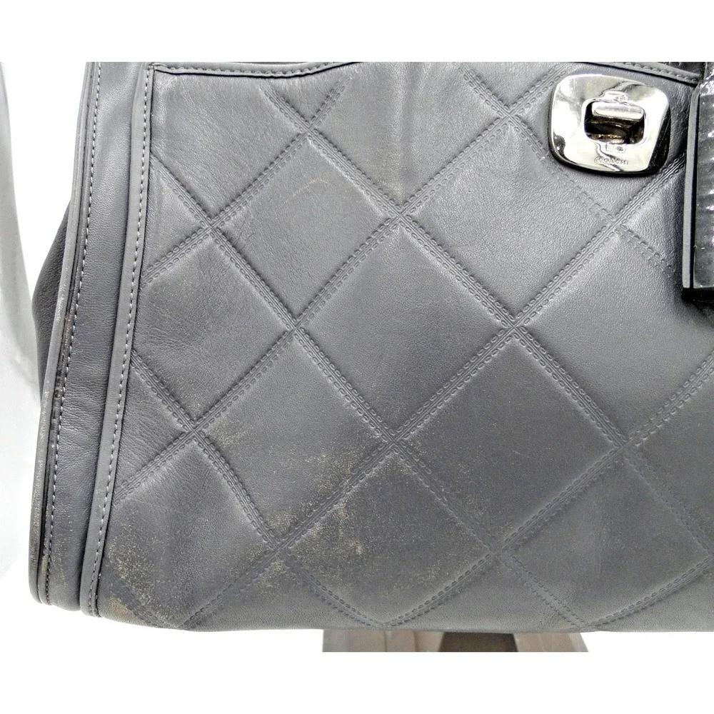 Coach Legacy Embossed‎ Leather Chelsea Handbag 25828 Gray Black Carryall Quilted